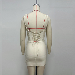 Fabricante de Vestidos Bandage com Design Personalizado, Bordados à Mão com Miçangas, Apliques 3D de Frutas e Coqueiros, Vestidos Mini Bodycon para Festa - Product Image 4