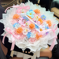 Bouquet de fleurs en savon pour la Saint-Valentin, cadeau pour elle, roses artificielles colorées et brillantes, cadeau d'anniversaire, art moderne
