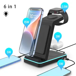 Foldable Qi Wireless Station Fast 15W 3 in 1 Wireless Charger Stand for phones Charging Station