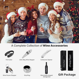 Accessori per strumenti da Bar di alta qualità <span class=keywords><strong>Kit</strong></span> cavatappi per vino acciaio inossidabile metallo 5 pezzi accessori per vino Set regalo a forma di bottiglia - Product Image 5