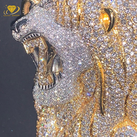 Pendentif Lion 3D Serti de Diamants Moissanite S925, Design Personnalisé de Rappeur, Hip Hop, Pendentif en Diamant Moissanite, Animaux Cartoon