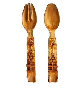 Cuchara y tenedor de madera de diseño moderno, juego de cubiertos de madera de mesa, vajilla, cuchara de madera, restaurantes, hoteles - Product Image 2