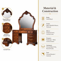 Coiffeuse en bois massif avec miroir arqué pour chambre à coucher