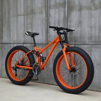 Vélo de montagne à pneus larges de 26 pouces, 21/24/27 vitesses, suspension intégrale, acier à haute teneur en carbone, vélo de neige et de plage avec freins à disque doubles