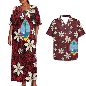 Trajes de pareja de Guam, vestido Tribal polinesio para mujer, camisas Puletasi tradicionales para hombres, <span class=keywords><strong>ropa</strong></span> a juego de pareja <span class=keywords><strong>joven</strong></span> de lujo - Product Image 6