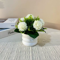 Bonsaï artificiel à 5 têtes de roses en pot, fleurs en soie faites à la main pour la décoration de la maison et du bureau, et cadeau pour la Saint-Valentin