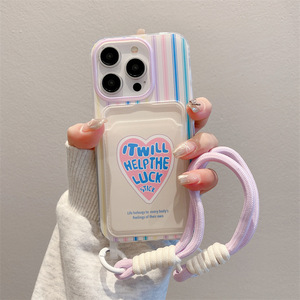 Dễ Thương Cầu Vồng TPU Silicone Thẻ Cắm Điện Thoại Di Động Trường Hợp Đối Với iPhone 16 15 14 13 12 Pro Max Chống Sốc Cover Quay Lại Với Dây Đeo - Product Image 6