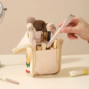Cute Makeup Brush Storage Bag Stand Up Style Large Capacity Portable Travel Case For Women Cosmetic Organizer With Lipstick And - Product Image 3