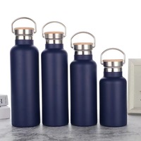 Botol Air Olahraga Stainless Steel Vakum Isolasi Dinding Ganda 500ML 800ML Custom Logo Dengan Tutup Bambu