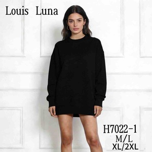 Abito Felpa Oversize Louis Luna H7022-1 M/L XL/2XL Nero a Maniche Lunghe in Maglia - Product Image 2