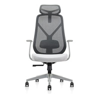 Chaise de bureau moderne à dossier haut en maille en forme de Y avec appui-tête, ergonomique, pivotante à 360°, soutien lombaire, pour usage hôtelier