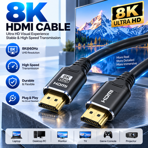 Câble <span class=keywords><strong>HDMI</strong></span> Ultra HD Mâle-Mâle 48 Gbit/s 8K 60Hz 4K 120Hz HDR Dynamique EARC 3D Pris en Charge 0,5M à <span class=keywords><strong>10M</strong></span> Câble Audio-Vidéo - Product Image 1