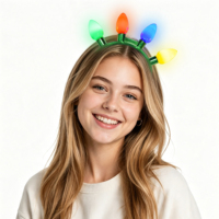 Aksesoris Rambut Lampu LED Kustom Grosir, Headband Menyala Neon untuk Dekorasi Pesta Natal