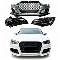 Kit carrosserie de pare-chocs avant style RS3 avec calandre nid d'abeille et phares pour Audi A3 S3 8V 2013-2016 (modèles 13-16)