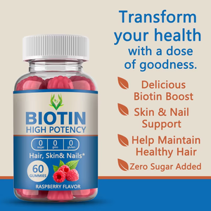 Gomitas de Biotina con Sabor a Frambuesa ODM 5000MCG con Biotina y Suplemento de Sodio para el Cuidado y Mantenimiento de un Cabello Saludable para Adultos - Product Image 5