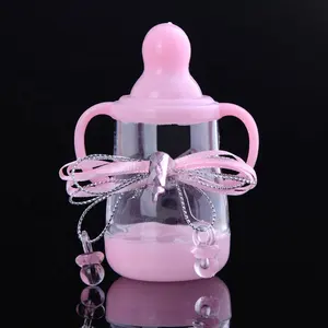 Baby Feeder Style Candy Plastic Bottle Gift Box Pink Blue For Baby Shower Favors