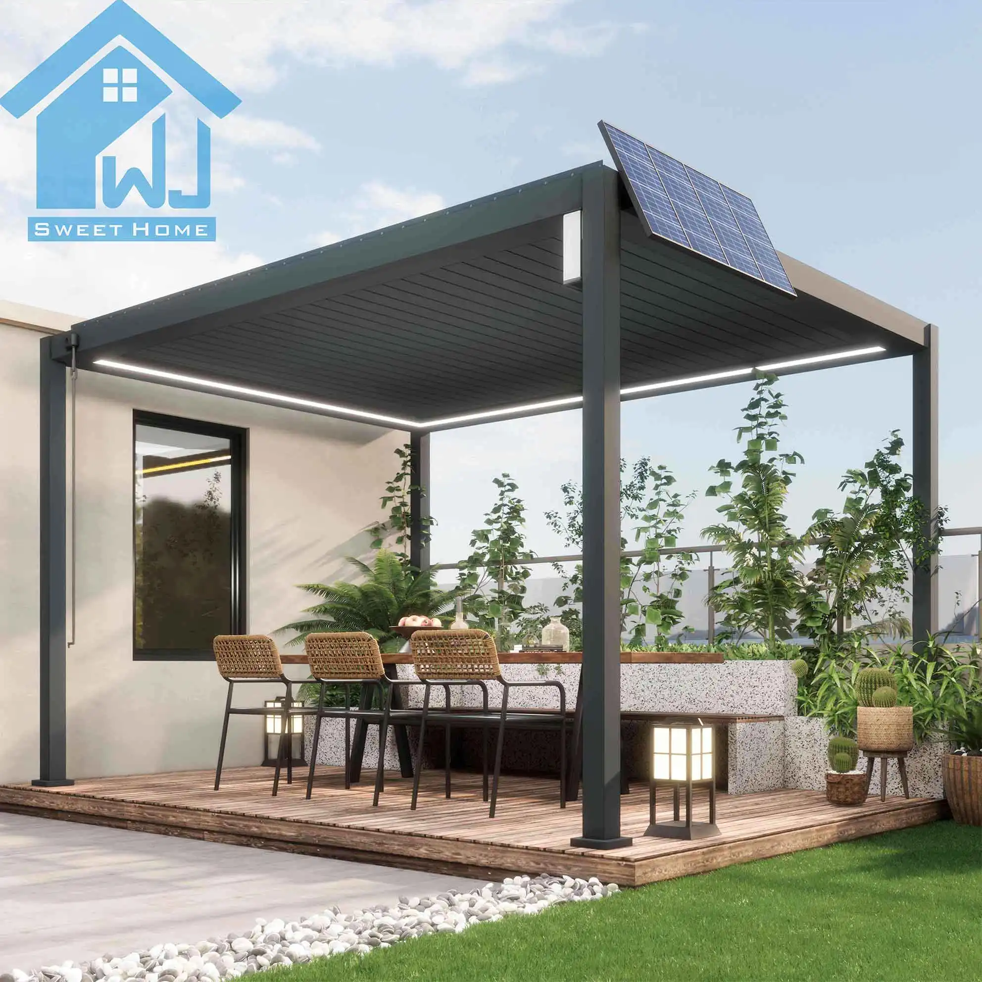 3*6m 'Aluminium Pergola selbst Pergola en Aluminium 3x3m mit Bildschirm im Freien wasserdichte Aluminium Pergola Handbuch