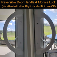 Ensemble de poignées de porte patio avec serrure à mortaise 45 °   Remplacement parfait pour porte coulissante en verre, convient aux espaces entre les trous de vis de 3-15/16 pouces, blanc