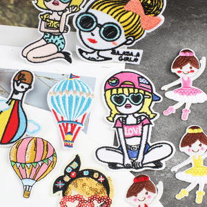 Fast Delivery Garment <strong>Embroidery</strong> Patches Pretty Girl Heat <strong>Transfer</strong> Press 3D Lovely <strong>Pattern</strong> <strong>Embroidery</strong> Patch - Product Image 4