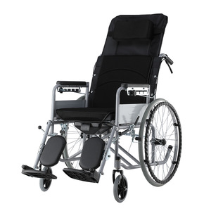 Manual Wheelchair High Back <b>Folding</b> Lightweight With <b>Commode</b> For Elderly Disabled Mobility Aid - Product Image 1
