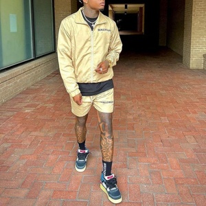 Custom <b>Mens</b> Clothing Short and <b>Jacket</b> Jogger Set Two Piece Zipper <b>Track</b> Suit Polyester Windbreaker Tracksuit Short Set - Product Image 2