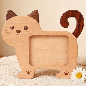 Wooden Cat-Shaped Photo <b>Frame</b> Tabletop Horizontal Cartoon Decor For Bedroom Living Room - Product Image 1
