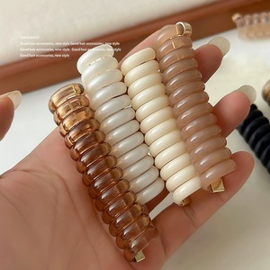 Coletero de resina plástica elástica con diseño de cable telefónico para mujer, color liso, accesorio casual para el cabello, Primavera 2023, Hecho en Yiwu - Product Image 2