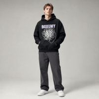 Sweat à capuche oversize entièrement zippé en molleton de coton, imprimé, épaules tombantes, écologique, respirant, unisexe, personnalisable