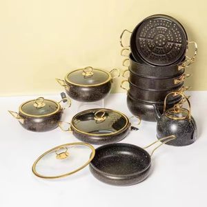 Vente en gros de 11 ensembles de pièces d'ustensiles de cuisine en aluminium forgé de qualité alimentaire antiadhésif casseroles et poêles casserole ustensiles de cuisine antiadhésifs - Product Image 3