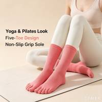 Chaussettes de yoga antidérapantes à cinq orteils, tricot côtelé, séparateurs d'orteils pour Pilates, chaussettes d'entraînement intérieur avec grip en silicone, personnalisables OEM
