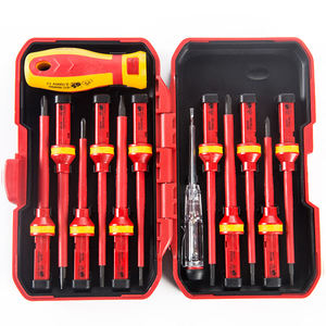 VDE Set alat tangan pemotong listrik, 13 buah alat perbaikan baja Vanadium krom 1000V casing keras OEM GS - Product Image 1