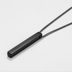 Heiße klassische Rechteck Anhänger Männer Edelstahl schwarze Farbe kubanische Kette Halskette für Männer Schmuck - Product Image 3