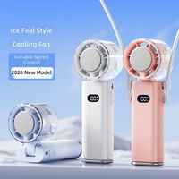 Ventilateur de cou mains libres 2026, portable, à vitesse variable, écran LCD, rechargeable USB, sensation de fraîcheur, 3 couleurs, vente en gros OEM