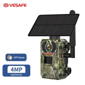 VESAFE Surveillance Ai Smart Identify Wildlife Hunting Trail Traps 4mp 4g Wildlife Video Camera With Solar Panel