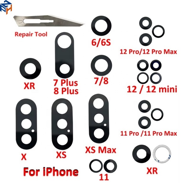 Rear Camera Glass for Iphone16 15 Pro Max 14 13 12 Mini 11 Pro X Xs Max Xr 8 7 Plus Repair Spare Parts for Iphone