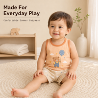Ensemble bébé sans manches, doux, lavable, 100% coton, unisexe, nouveau-né, personnalisable, OEM, vente en gros, tenue bébé pour les détaillants