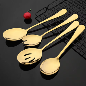 Classical Luxury 1010 Gold Stainless Steel Service Utensils Butter <b>Knife</b> Soup Ladle Serving <b>Knife</b> Spoon Fork Set Cutlery in Bulk - Product Image 5