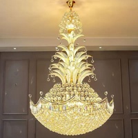 Lustre en cristal moderne nordique de luxe, éclairage décoratif d'intérieur pour villa à plafond haut, escalier