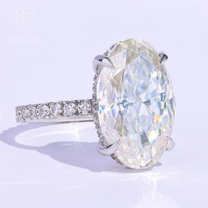 IGI chứng nhận phòng thí nghiệm phát triển kim cương Solitaire Nhẫn phụ nữ tùy chỉnh rạng rỡ hình bầu dục vvs phòng thí nghiệm tạo ra Kim Cương Pave engagement Ring trang sức - Product Image 1