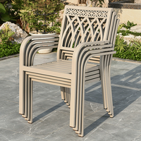 Mojia Ensemble de salle à manger d'extérieur moderne Tables en aluminium Chaises de restaurant pour jardin Balcon Restaurant Table de canapé extensible pour