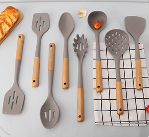 Ustensiles de cuisine en silicone esthétiques et modernes, kit complet d'outils de cuisine, résistants à la chaleur, avec boîte de rangement - Product Image 4