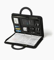 Venta caliente A4 Business Zipper Cartera de cuero Material de PU Suministros de oficina Carpeta de anillas Caja de bolsillo Carpeta organizadora de archivos