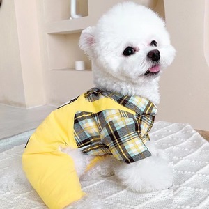 Fleece Lined Plaid Pet Bodysuit Green Cotton Coat Padded Winter Clothes For <b>Small</b> Dogs <b>Teddy</b> Pomeranian Schnauzer Bichon Frise - Product Image 2