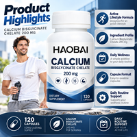 Complément Alimentaire Calcium Bisglycinate Chélaté 200 mg Capsules Vitamine D3 120 Comprimés Bien-être Quotidien Adulte Marque Blanche
