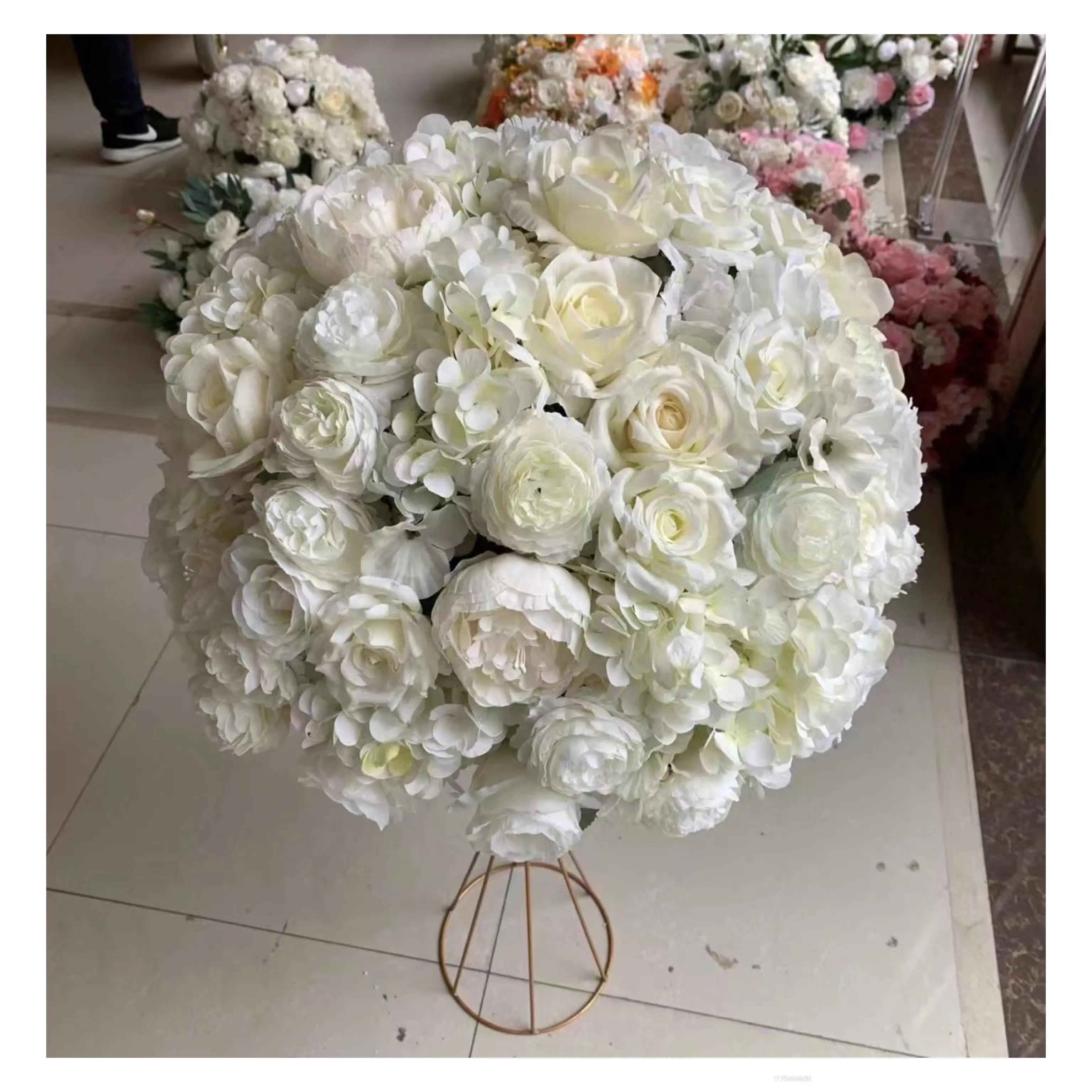 Cc8 bolas de flor de hortência, bolas de seda de alta qualidade, flor artificial roxa, bola para mesas, decoração de casamento, bola de flores