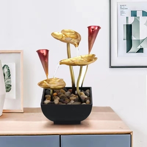 Décoration moderne <span class=keywords><strong>de</strong></span> bureau en fer Calla Lily <span class=keywords><strong>fontaine</strong></span> d'eau intérieure avec lumière Led et pompe <span class=keywords><strong>fontaine</strong></span> d'eau <span class=keywords><strong>de</strong></span> table artisanale en métal - Product Image 4