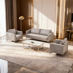 Ensemble de canapés de bureau Z903, canapé 3 places en cuir véritable et table basse pour hall d'hôtel, salle de réunion exécutive, réception d'entreprise - Product Image 1