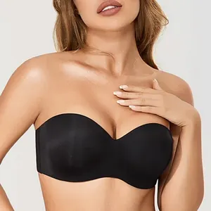 Sujetador sin tirantes de talla grande, ropa interior de realce para mujer, lencería Sexy sin costuras, sujetador antideslizante Invisible, Copa D E F