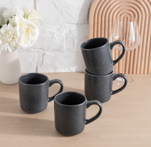 ¡En stock! Juego de Vajilla de Cerámica Negra Mate con Diseño Moteado de 16 Piezas – Platos, Tazones y Tazas Modernos y Minimalistas para 4 Personas, Regalo para el Hogar o Restaurante - Product Image 3