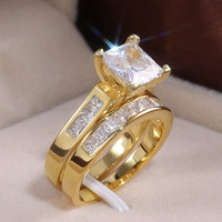 Parures de bagues de fiançailles et de mariage de luxe multicolores pour femmes, bijoux personnalisés purs pour le doigt